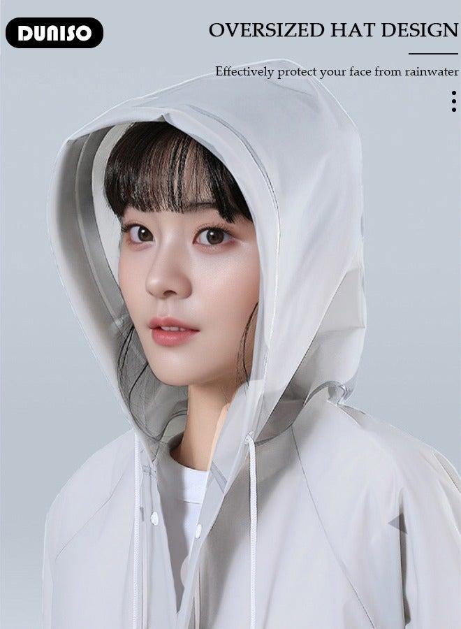 DUNISO Hooded Raincoat Rain Poncho for Adults, EVA Rain Poncho with Hood and Elastic Sleeveng for Women and Men Reusable Raincoat Jacket Packable Raincoat for Family Fishing Travel Emergency - Image 5