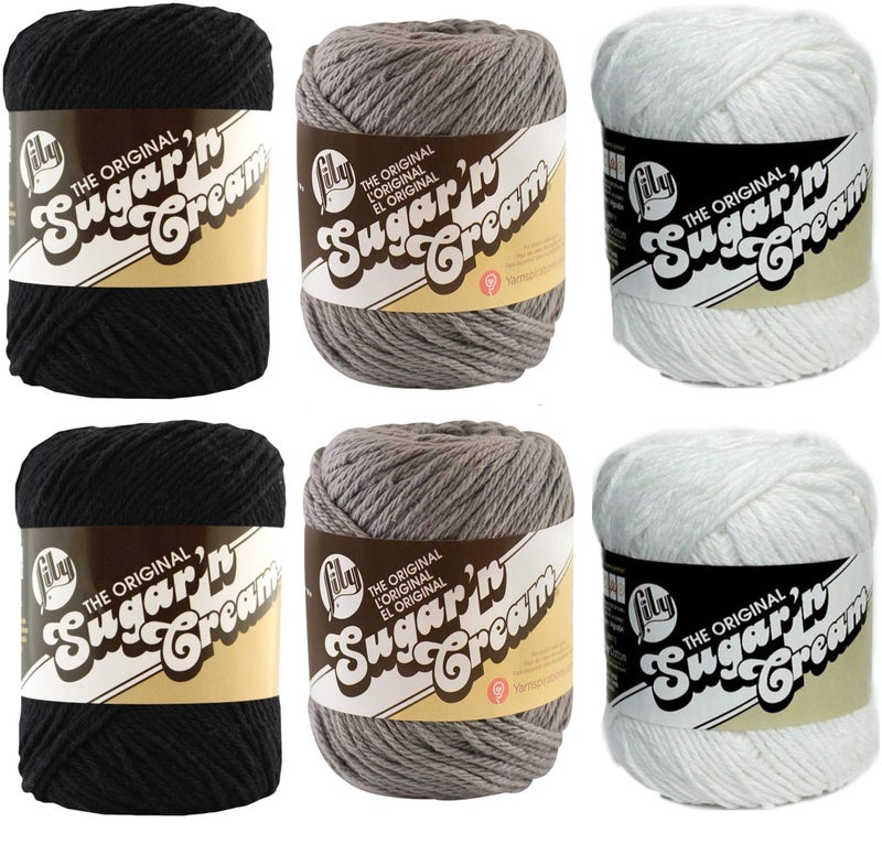 Lily Lily Sugar n Cream Variety Assortment 6 Pack Bundle 100 Percent Cotton Medium 4 Worsted Multicolor