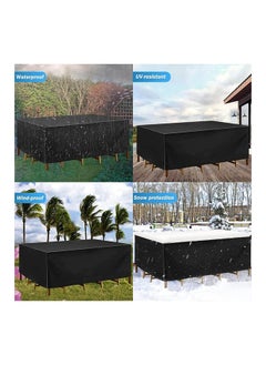 SKY-TOUCH غطاء أثاث الفناء 213X132 سم، غطاء مجموعة أثاث مقاوم للأشعة فوق البنفسجية والغبار للاستخدام الخارجي لطاولة وكراسي مجموعة  - Image 3