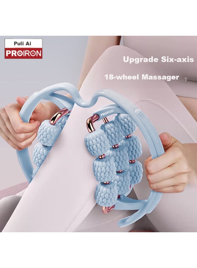 PROIRON Proiron Pilates Ring Yoga Foam Roller Muscle Relaxation Leg Rolling Stick Spiky Massage Roller Blue - Image 1