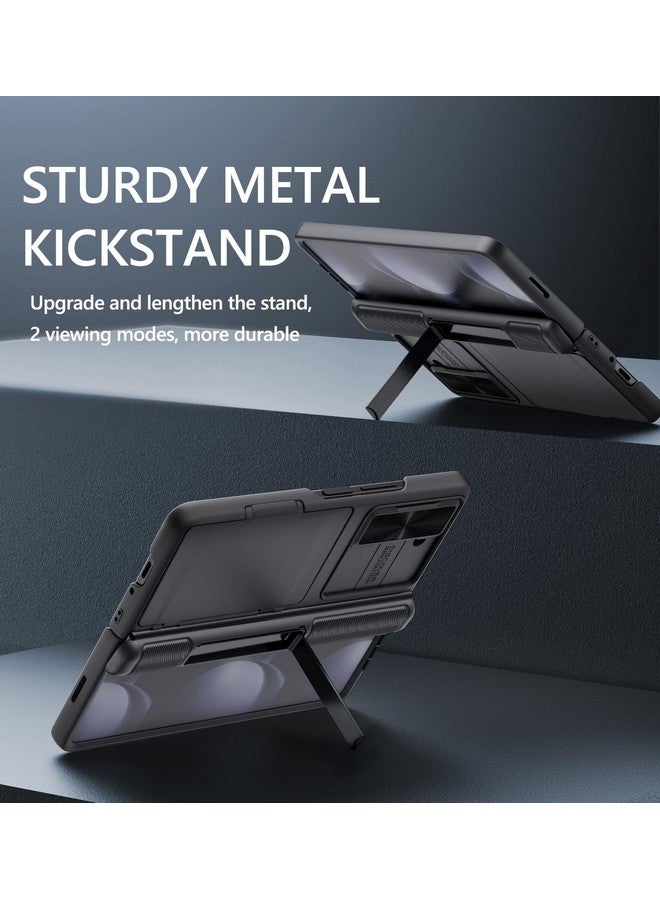 Gbee GBEE for Samsung Galaxy Z Fold 5 Case with Kickstand & Screen Protector & Card Holder & Sliding Camera Cover & Hinge Protection, Durable Rugged Stand Wallet Phone Case for Galaxy Z Fold 5 2023, Black  - Image 3