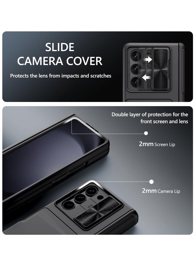 Gbee GBEE for Samsung Galaxy Z Fold 5 Case with Kickstand & Screen Protector & Card Holder & Sliding Camera Cover & Hinge Protection, Durable Rugged Stand Wallet Phone Case for Galaxy Z Fold 5 2023, Black  - Image 4