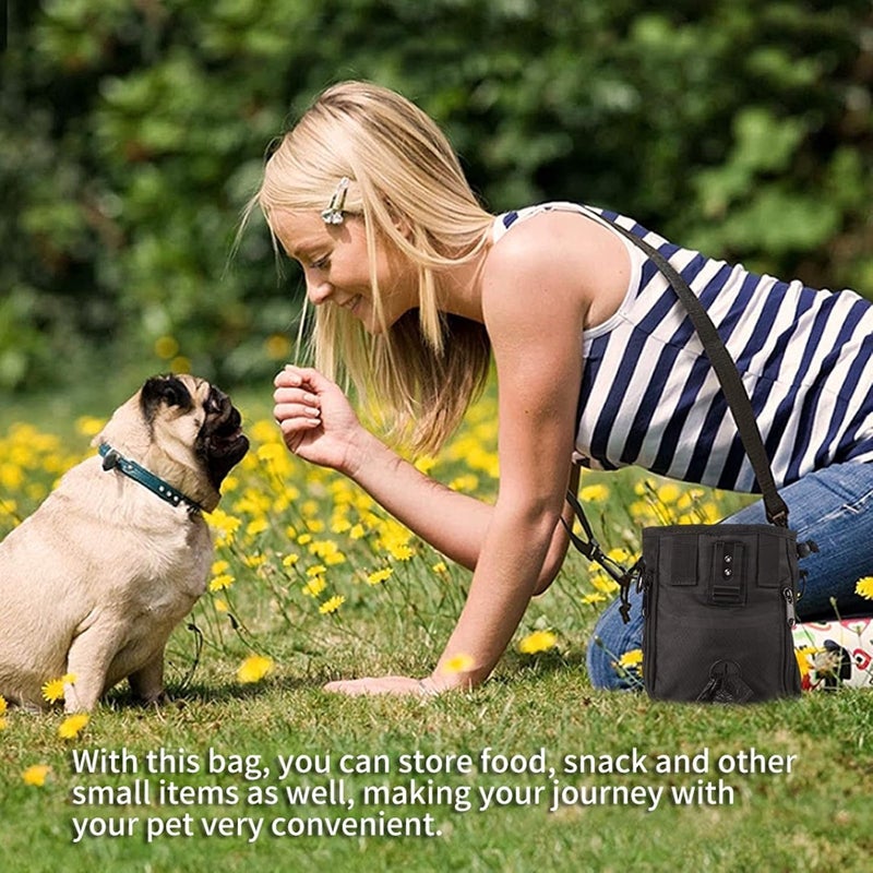 Haofy Pet Treat Bag Dog Obedience Training Waist Pouch with Detachable Belt and Poop Bag Holder for Outdoor Walking Running (Black (B) style) - Image 4