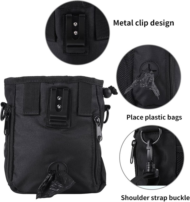 Haofy Pet Treat Bag Dog Obedience Training Waist Pouch with Detachable Belt and Poop Bag Holder for Outdoor Walking Running (Black (B) style) - Image 2