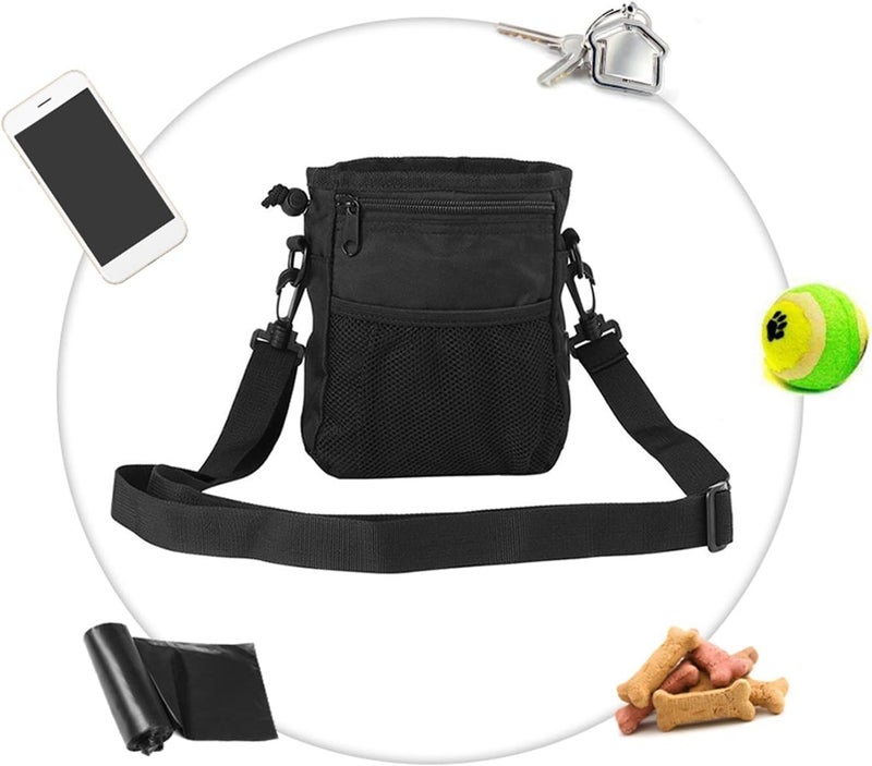 Haofy Pet Treat Bag Dog Obedience Training Waist Pouch with Detachable Belt and Poop Bag Holder for Outdoor Walking Running (Black (B) style) - Image 5
