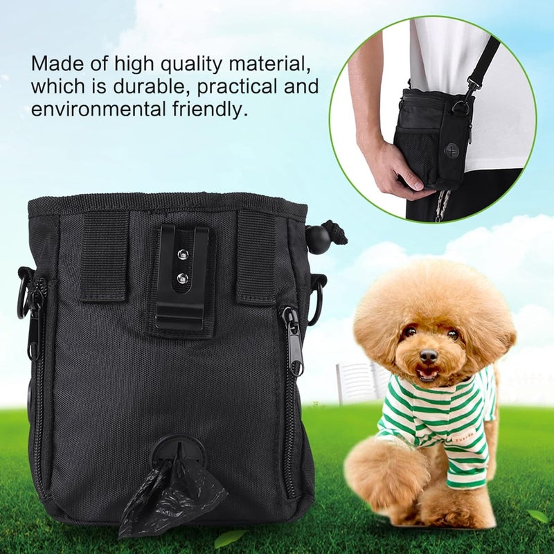 Haofy Pet Treat Bag Dog Obedience Training Waist Pouch with Detachable Belt and Poop Bag Holder for Outdoor Walking Running (Black (B) style) - Image 3