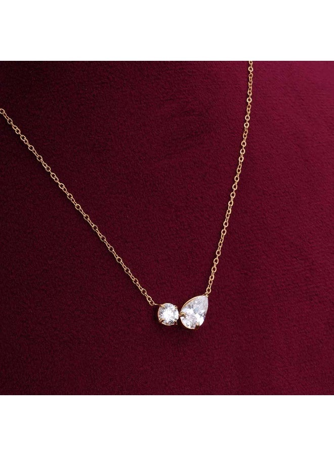 PALMONAS Double Drop Delicacy Gold Chain Necklace for Women - Waterproof & Anti-Tarnish - Image 2