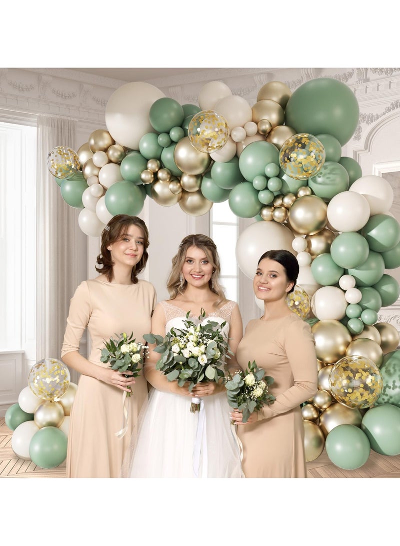 147 قطعة سيج بالون الأخضر قوس كيت ، سيج بالون الأخضر الذهبي والرمل الأبيض ، وزينت لحفل زفاف الذكرى الزفاف الخطوبة دش دش الطفل دش حفلة عيد ميلاد - Image 2