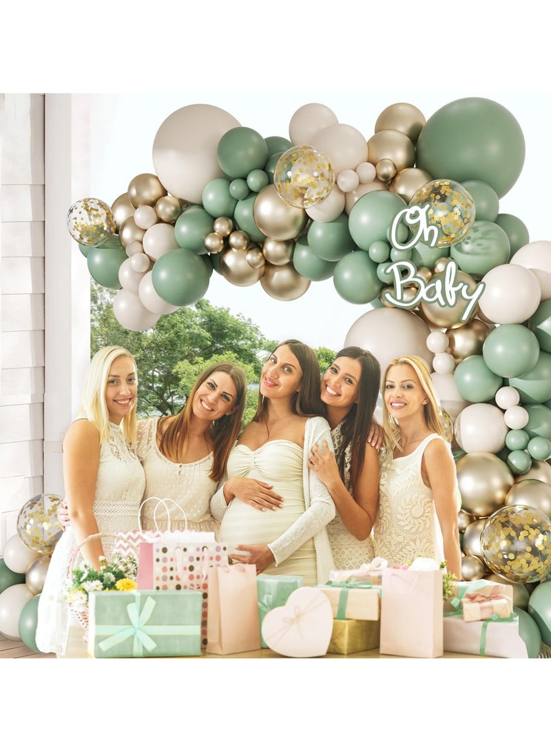 147 قطعة سيج بالون الأخضر قوس كيت ، سيج بالون الأخضر الذهبي والرمل الأبيض ، وزينت لحفل زفاف الذكرى الزفاف الخطوبة دش دش الطفل دش حفلة عيد ميلاد - Image 3