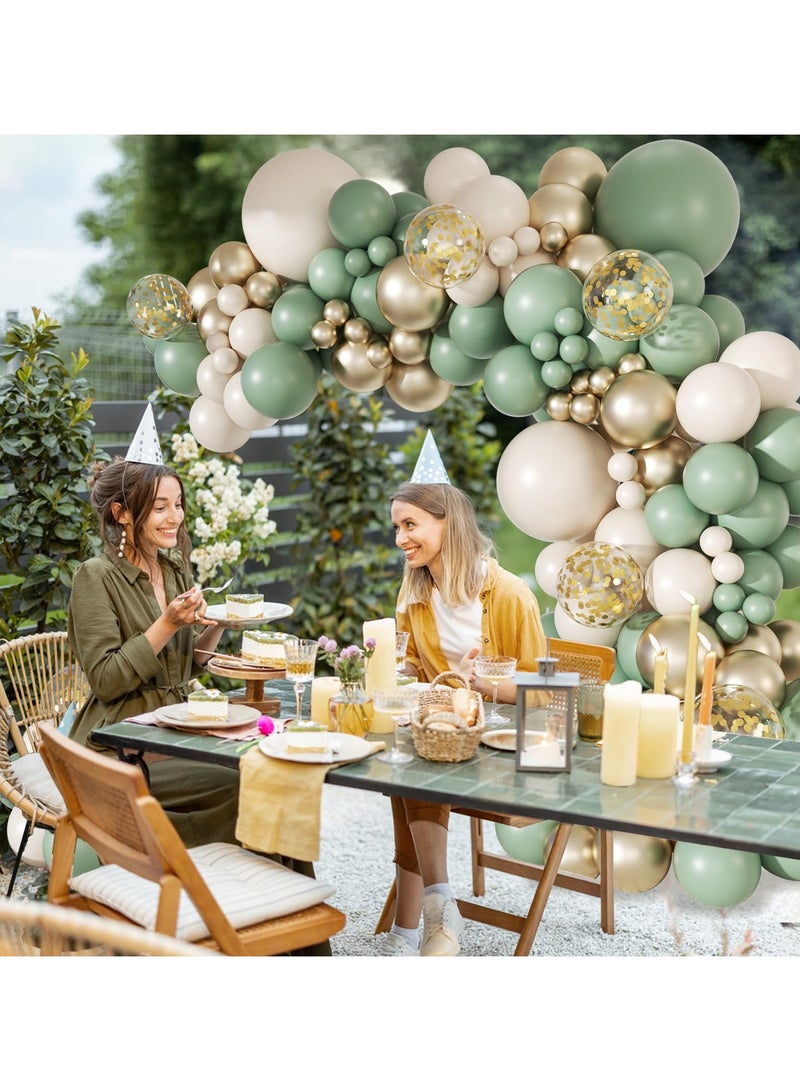 147 قطعة سيج بالون الأخضر قوس كيت ، سيج بالون الأخضر الذهبي والرمل الأبيض ، وزينت لحفل زفاف الذكرى الزفاف الخطوبة دش دش الطفل دش حفلة عيد ميلاد - Image 4