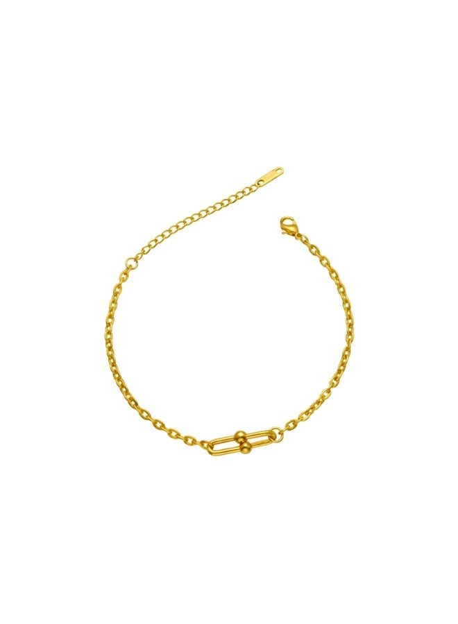 Julia Store Lovely 18K Gold Plated Aesthetic Exquisite Luxury Elegant Dainty Cute Trendy Delicate Modern Hardwear Paperclip Pendant Link Chain Simple Bracelet Jewelry Gift For Women - Image 1