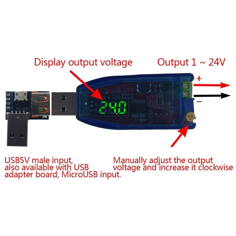 Boost Converter Step Up Step Down DC DC Power Supply Module Adjustable Output 5V 24V Input 1V USB - Image 5