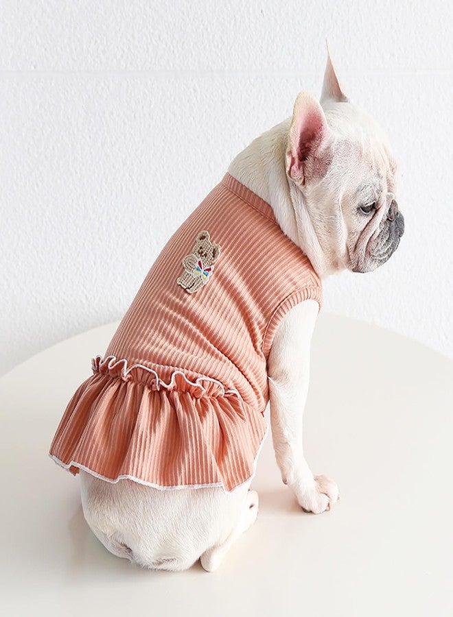 Moorfowl French Bulldog Summer Dress Blue Pug Corgi Doggie Girls Party Sundress Fashion Casual Outfits Cute Puppy Sleeveless Shirt Skirts (Orange, M(Back 12.20"-13.38", Chest 20.86"-22.83")) - Image 4