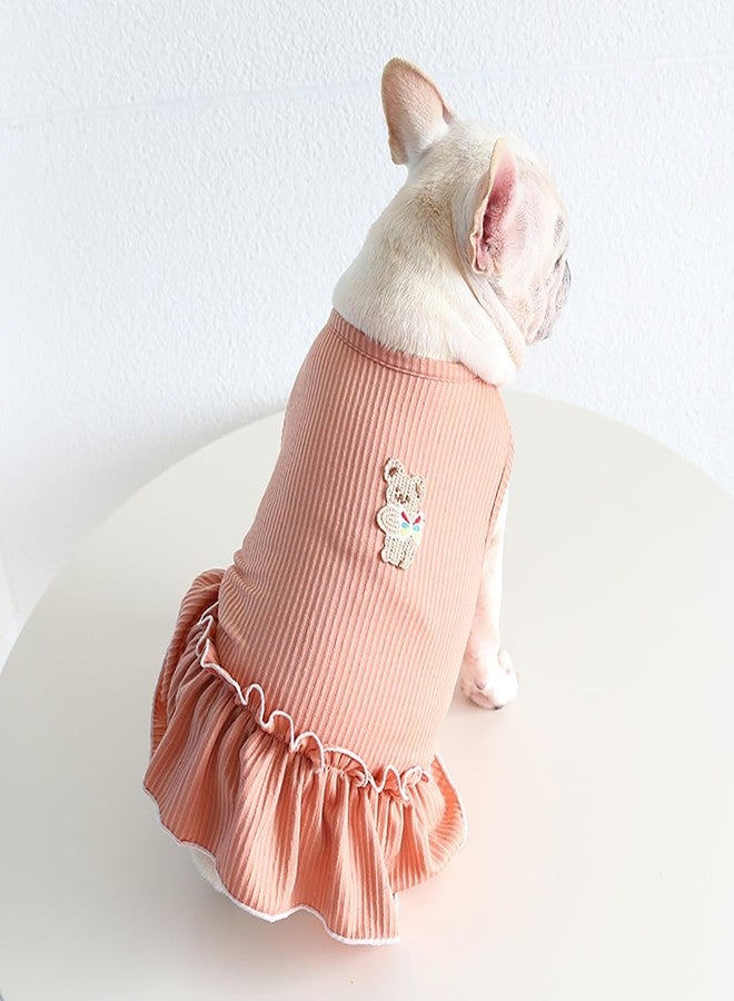 Moorfowl French Bulldog Summer Dress Blue Pug Corgi Doggie Girls Party Sundress Fashion Casual Outfits Cute Puppy Sleeveless Shirt Skirts (Orange, M(Back 12.20"-13.38", Chest 20.86"-22.83")) - Image 5