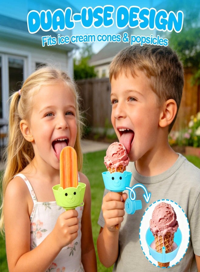 AIERSA 2-in-1 Silicone Popsicle & Ice Cream Holders for Kids, Reusable Popsicle Holder Catches Melting Drips, Dishwasher Safe Popsicle Drip Catcher with Storage Case 2-Pack - Image 3