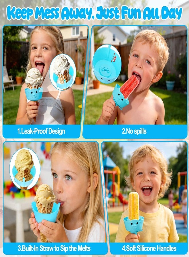 AIERSA 2-in-1 Silicone Popsicle & Ice Cream Holders for Kids, Reusable Popsicle Holder Catches Melting Drips, Dishwasher Safe Popsicle Drip Catcher with Storage Case 2-Pack - Image 5