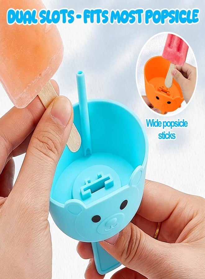 AIERSA 2-in-1 Silicone Popsicle & Ice Cream Holders for Kids, Reusable Popsicle Holder Catches Melting Drips, Dishwasher Safe Popsicle Drip Catcher with Storage Case 2-Pack - Image 4