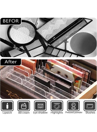 2PCS Acrylic Eyeshadow Palette Makeup Organizer 7-Compartment Cosmetic Storage Makeup Palette Organizer Cosmetic Organizer Makeup Organizer Storage Box for Cosmetic Eye Shadow Sunglasses Wallets and Contour Kit - view 4