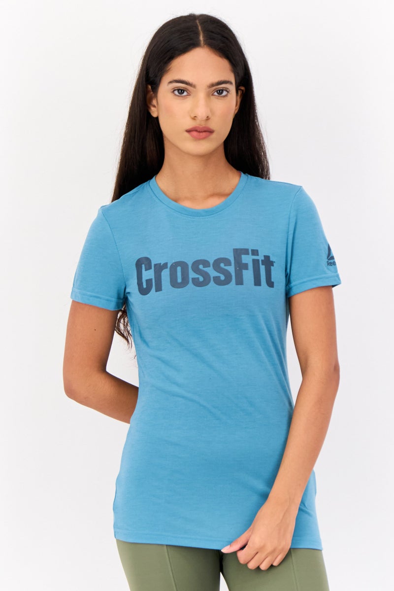 Reebok Women Crossfit Short Sleeves Training Top, Teal - Image 1