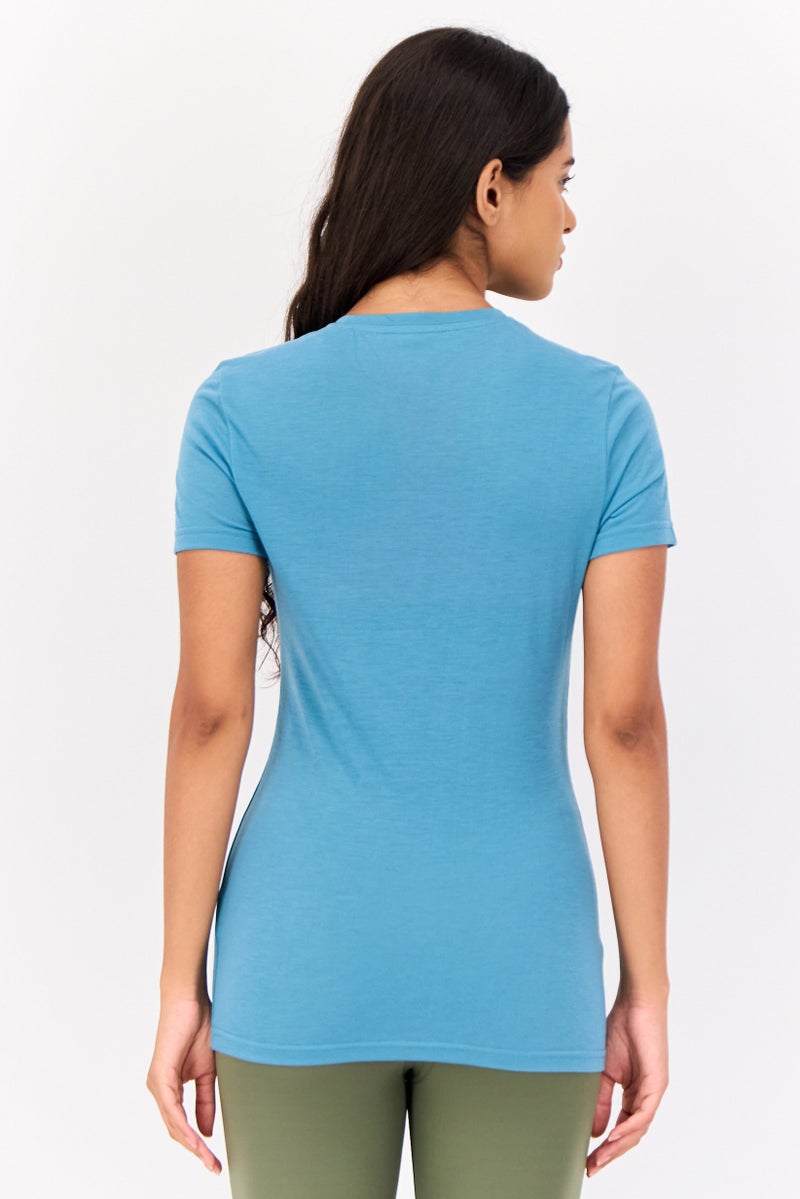 Reebok Women Crossfit Short Sleeves Training Top, Teal - Image 3