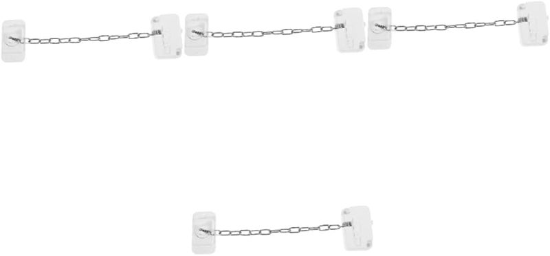 STOBOK 4Pcs Stainless Steel Door Chain Lock No Drill Installation For Home Office School - Image 1
