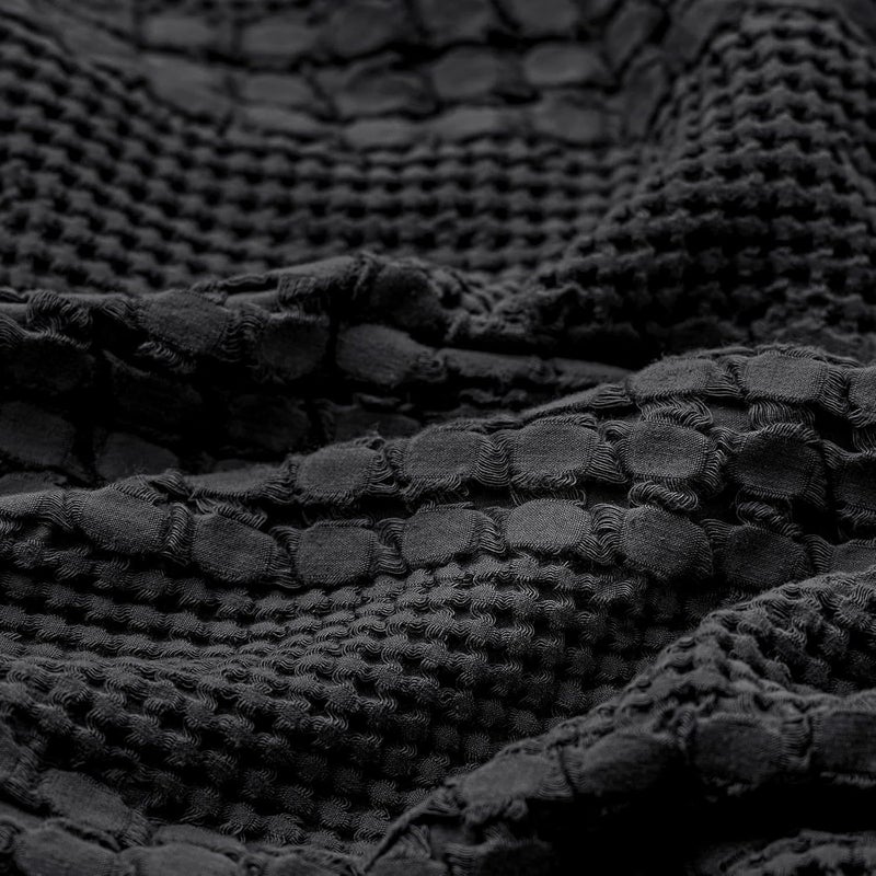 PHF 100% Cotton Waffle Pillow Shams Queen Size, 2 Pack 20" x 30" Soft Skin-Friendly Pillowcases, No Filling, Aesthetic Woven and Breathable Waffle Weave Pillow Case Covers for Bed, Black - Image 5