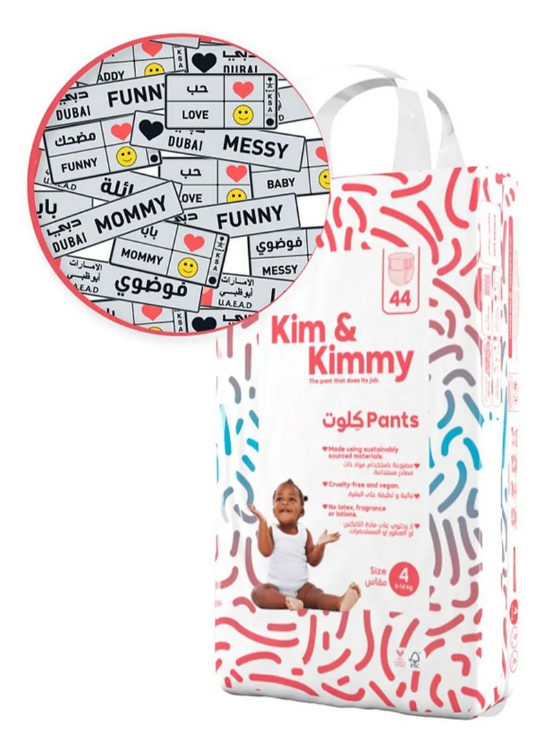 Kim & Kimmy Pant Style Diapers Size 4 - 44 Pieces, Up to 12 hours of extreme leak protection to keep you and your little one worry free