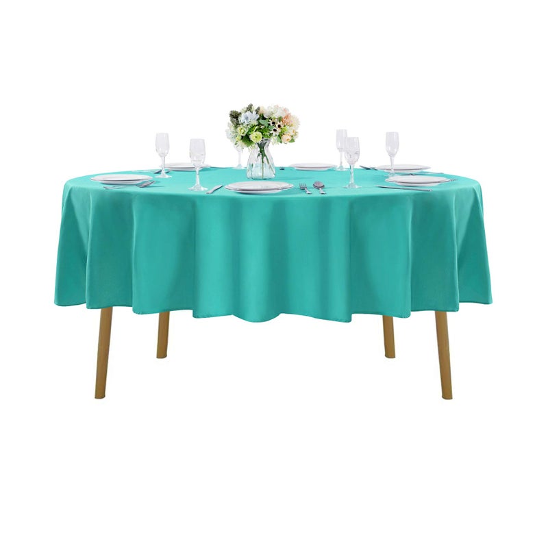 Cupuamon 60 inch Round Tablecloth Washable Polyester Table Cloth Decorative Table Cover for Wedding Party Dining Banquet(60 inch Turquoise) - Image 1