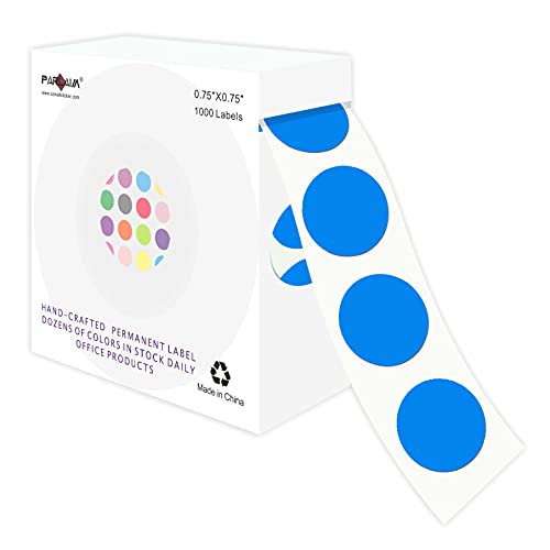 PARLAIM 3/4 Inch Round Permanent Adhesive Color-Code Dot Stickers,1000 Stickers Roll dots Label Dispenser Box Green Circle Stickers Labels (Blue) - Image 1