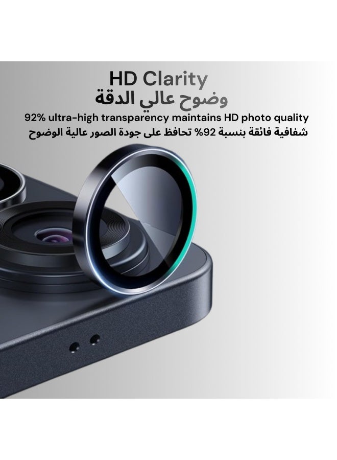 YMak Electronics Samsung Galaxy S26 Ultra Camera Lens Protector, Individual Lens Protectors, Ultra-Thin Tempered Glass with Aluminum Edging, Galaxy S26 Ultra Case Friendly,[ 2 Pack], Black - Image 5