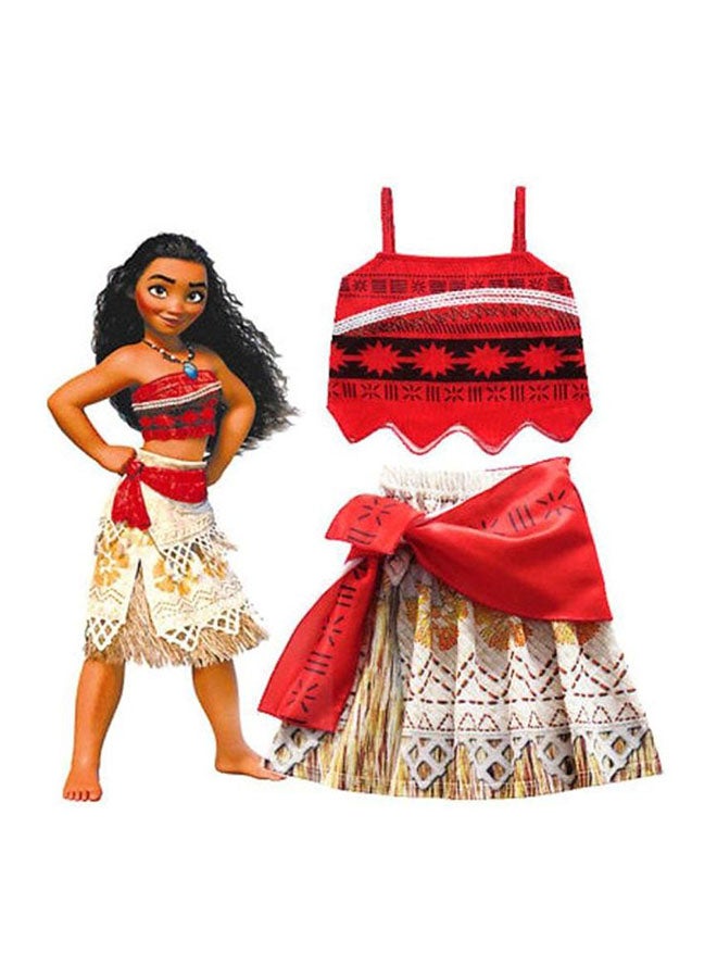 Loquat Princess Moana Girls Dress Costume With Magical Seashell Necklace  - Image 1