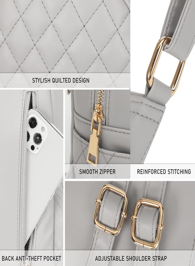 KL928 Quilted Mini Backpack for Women, PU Leather Backpack Purse Designer Satchel Bag, Small Casual Daypack for Ladies - Image 5