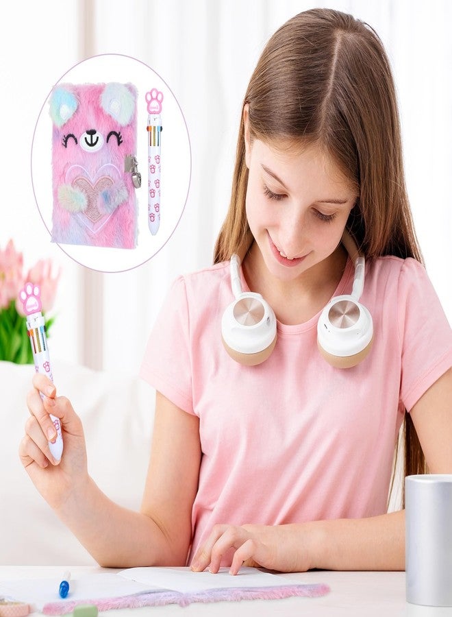 Qiuruoo Bear Diary for Girls with lock and keys, Kids Travel Journal Set with Multi-colored Pens for Writing and Drawing, Birthday Gifts for 6 Year Old Girl（Pink） - Image 4