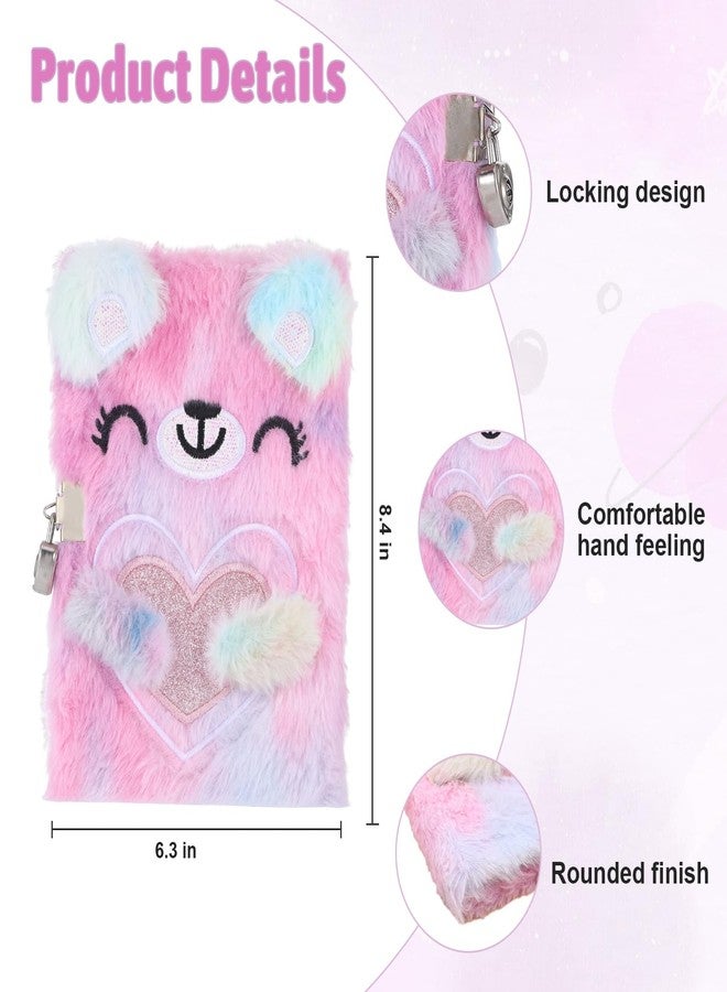 Qiuruoo Bear Diary for Girls with lock and keys, Kids Travel Journal Set with Multi-colored Pens for Writing and Drawing, Birthday Gifts for 6 Year Old Girl（Pink） - Image 2