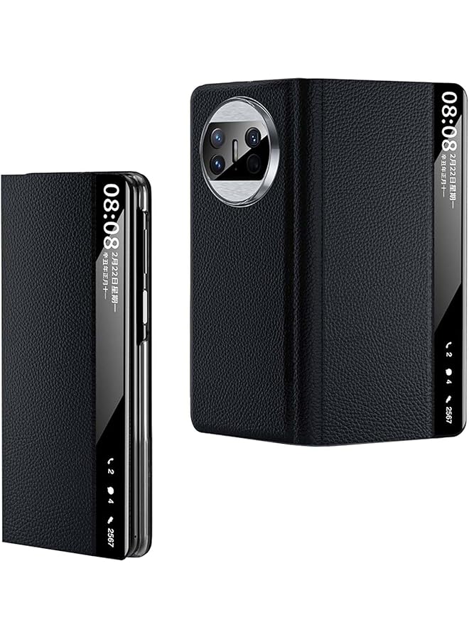 erorex Case For Huawei Mate X3 Foldable Ultra Slim Phone Case Smart Windows Flip Cover For Huawei Mate X3 Black - Image 1