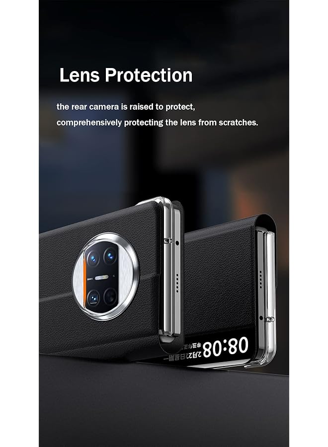 erorex Case For Huawei Mate X3 Foldable Ultra Slim Phone Case Smart Windows Flip Cover For Huawei Mate X3 Black - Image 3