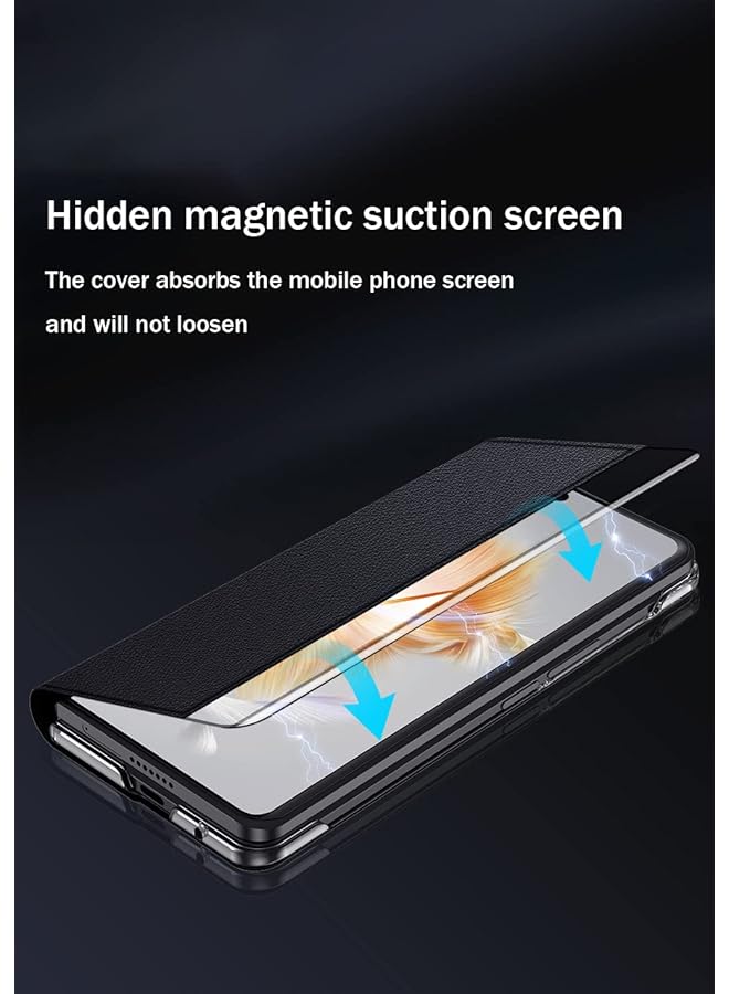 erorex Case For Huawei Mate X3 Foldable Ultra Slim Phone Case Smart Windows Flip Cover For Huawei Mate X3 Black - Image 4