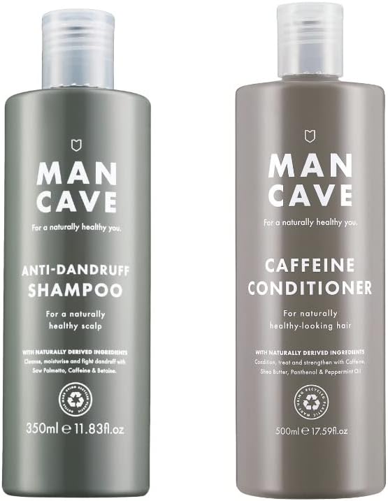 ManCave شامبو العناية بفروة الرأس للرجال من مان كايف مانع DHT يشجع على نمو الشعر ويControl قشرة الرأس يحتوي على ساو بالميتو بانثينول وبيتاين خالي من الكبريتات طبيعي نباتي خالي من القسوة 350 مل - Image 1