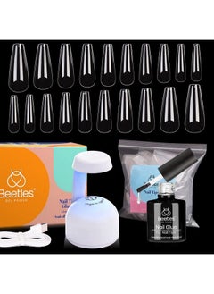 Beetles Gel Nail Kit Easy Nail Extension Set With 500Pcs Soft Gel Nail Tips Coffin Shape 2 In 1 Nail Glue And Base Gel And Innovative Led Lamp Easy Home Diy Nails Art Gelly Tips Acrylic Nail Kit