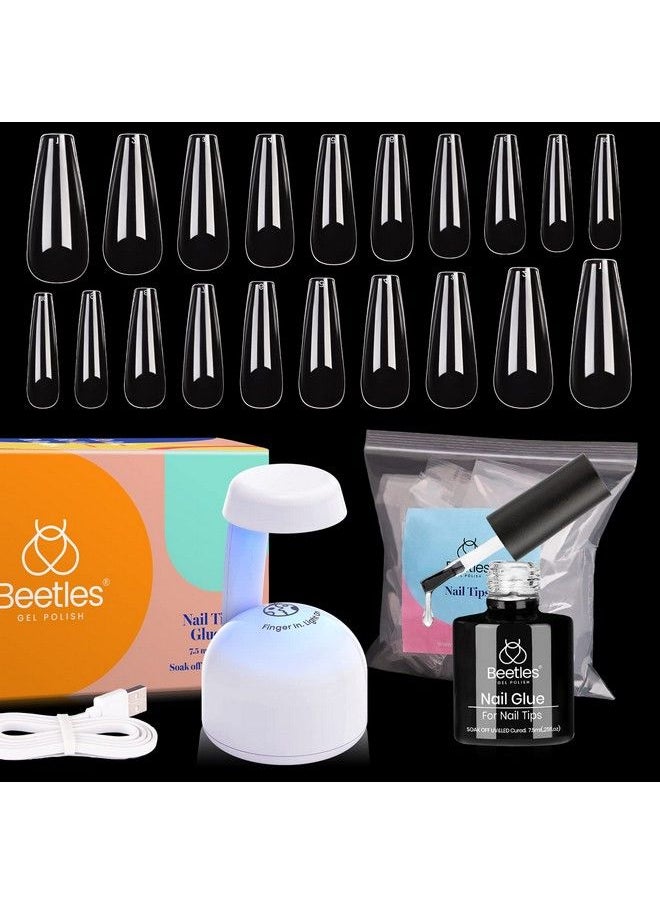 beetles Gel Polish - Beetles Gel Nail Kit Easy Nail Extension Set With 500Pcs Soft Gel Nail Tips Coffin Shape 2 In 1 Nail Glue And Base Gel And Innovative Led Lamp Easy Home Diy Nails Art Gelly Tips Acrylic Nail Kit - Image 1