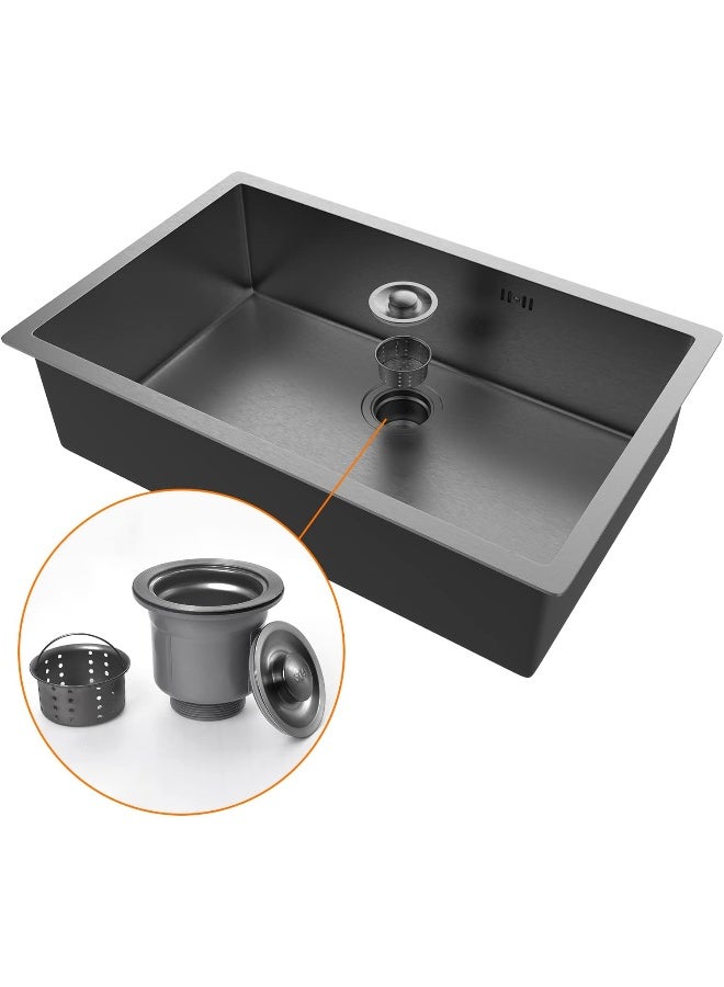 Ibergrif M87044B Kitchen Sink 70 x 44 cm, Under Countertop Sink with Drain Filter, Stainless Steel - Image 2