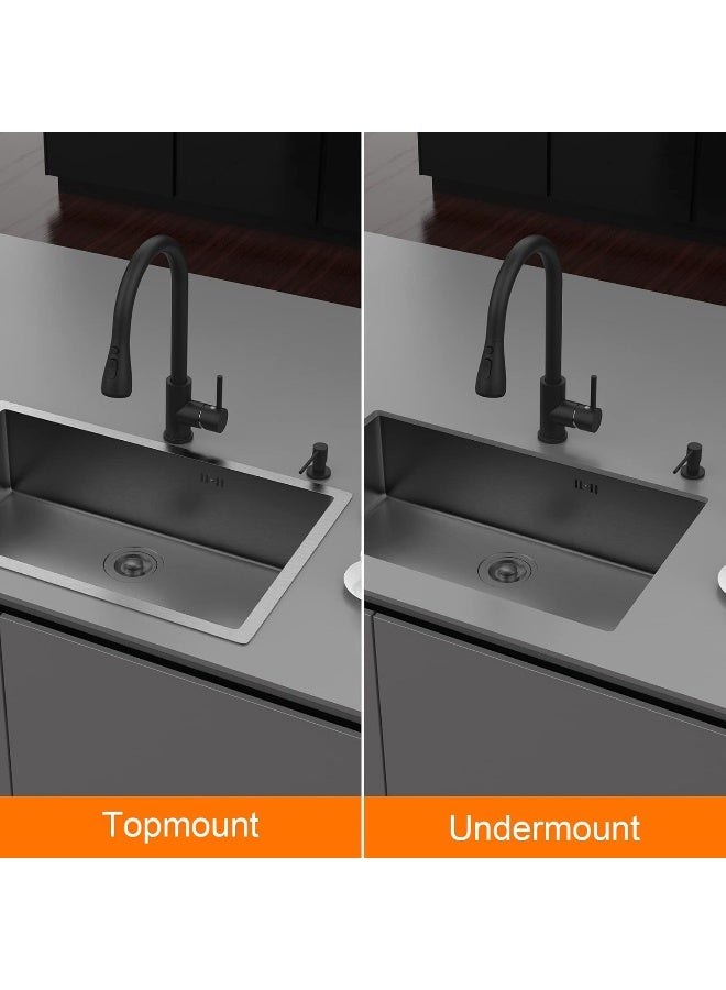 Ibergrif M87044B Kitchen Sink 70 x 44 cm, Under Countertop Sink with Drain Filter, Stainless Steel - Image 3