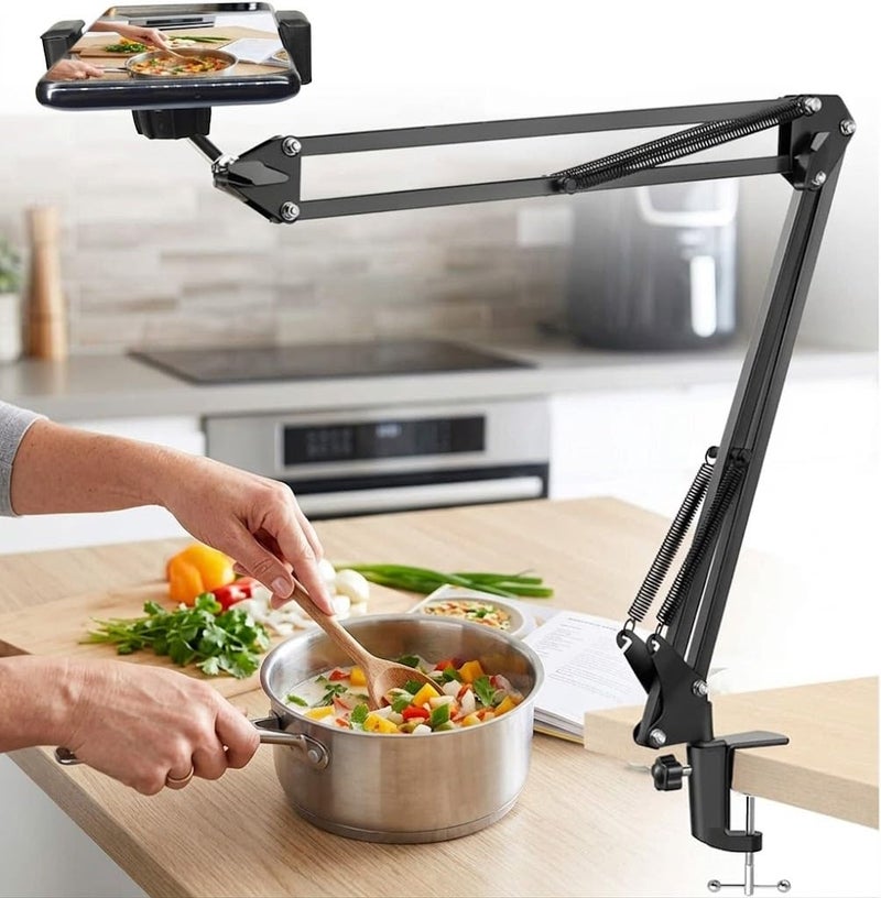Overhead Video Stand Phone Holder, Metal Long Lazy Arm and Bracket for All Mobile Phones, Compatible with All Smartphones, for Streaming, Overhead Video, Desktop, Bedroom, Office - Image 2