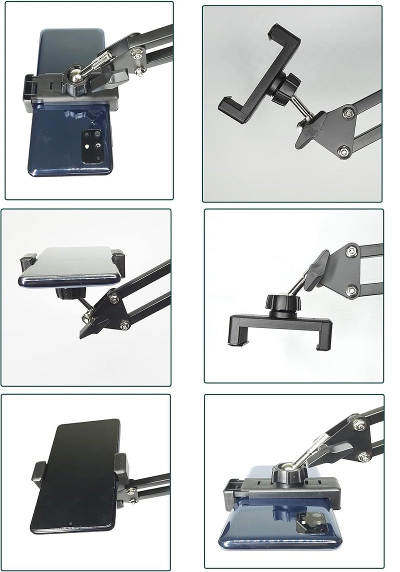 Overhead Video Stand Phone Holder, Metal Long Lazy Arm and Bracket for All Mobile Phones, Compatible with All Smartphones, for Streaming, Overhead Video, Desktop, Bedroom, Office - Image 4