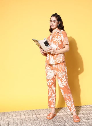 Tropical Print Short Sleeve Cotton Shirt & Pyjama Set by Styli - pzsku/Z62EC45BC1286C600E108Z/45/1747093001/e6a13c1b-cf37-4266-a6a3-80ec6a02ec3d