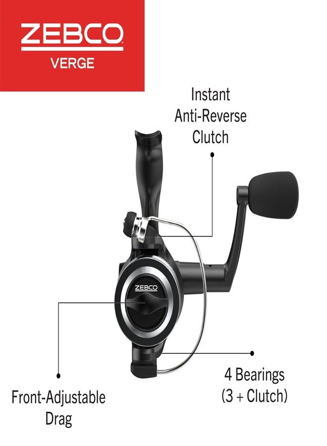 Zebco Verge Spinning Fishing Reel, Size 10 Reel, Right or Left-Hand Retrieve, Pre-Spooled with 6-Pound Zebco Fishing Line, Black (Clam Packaging) - Image 3