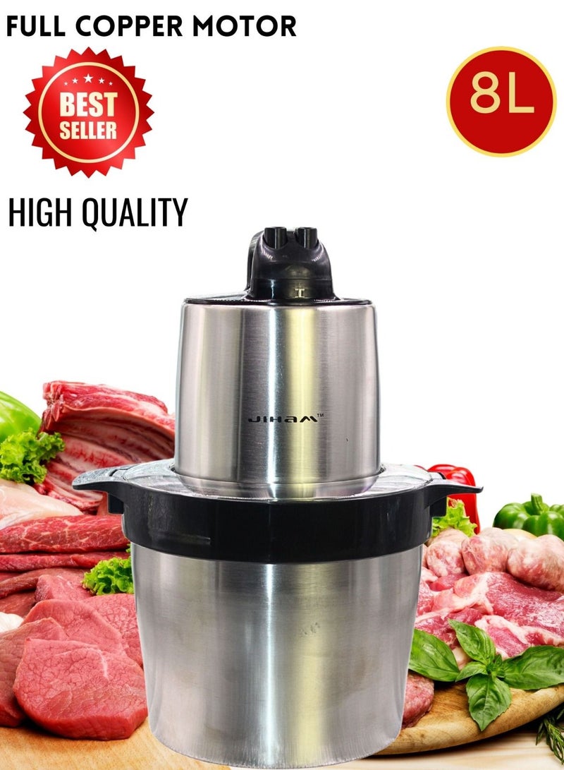 JIHAM Electric Meat Grinder 8L 3500W Power Multi-Function Stainless Steel Food Processor for Meat Vegetables Fruits Nuts 2-Speed Control Food Chopper for Home Kitchen Restaurants - Image 1
