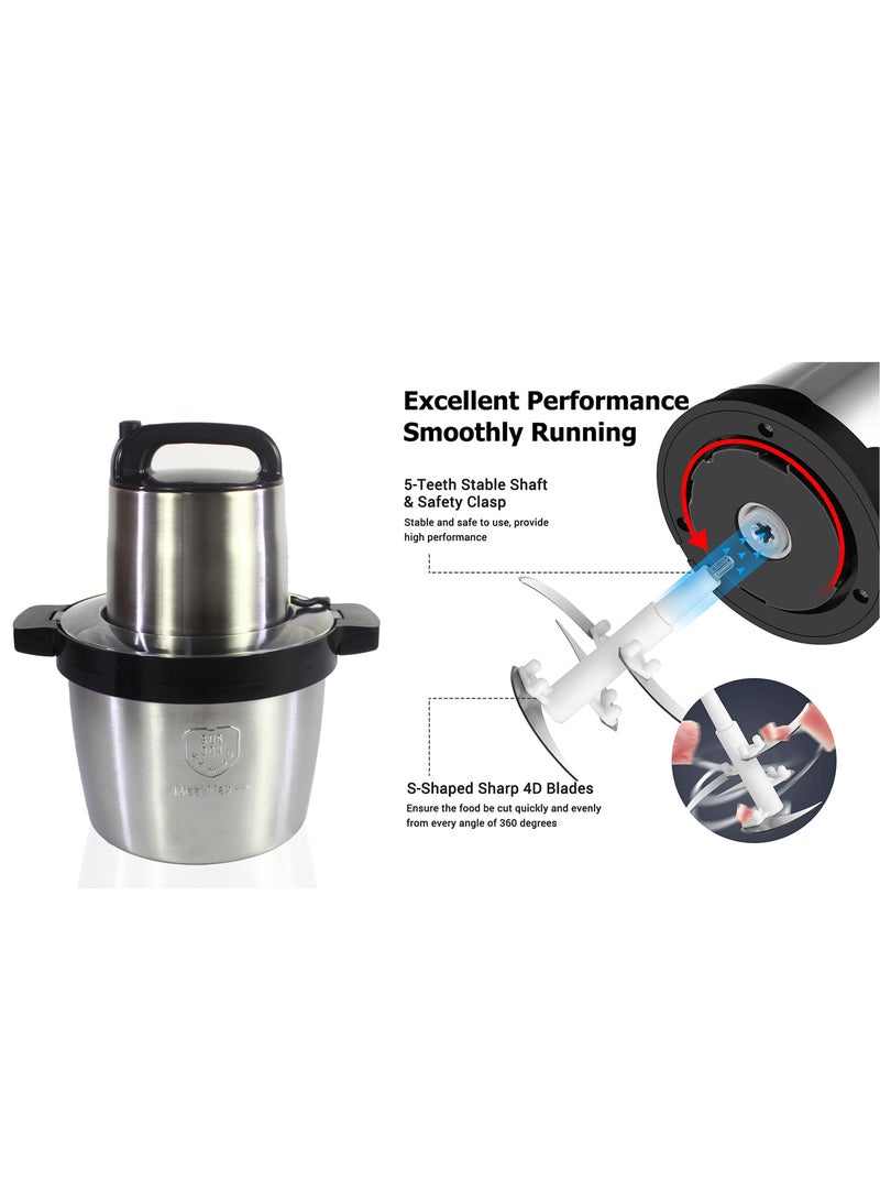 JIHAM Electric Meat Grinder 8L 3500W Power Multi-Function Stainless Steel Food Processor for Meat Vegetables Fruits Nuts 2-Speed Control Food Chopper for Home Kitchen Restaurants - Image 5