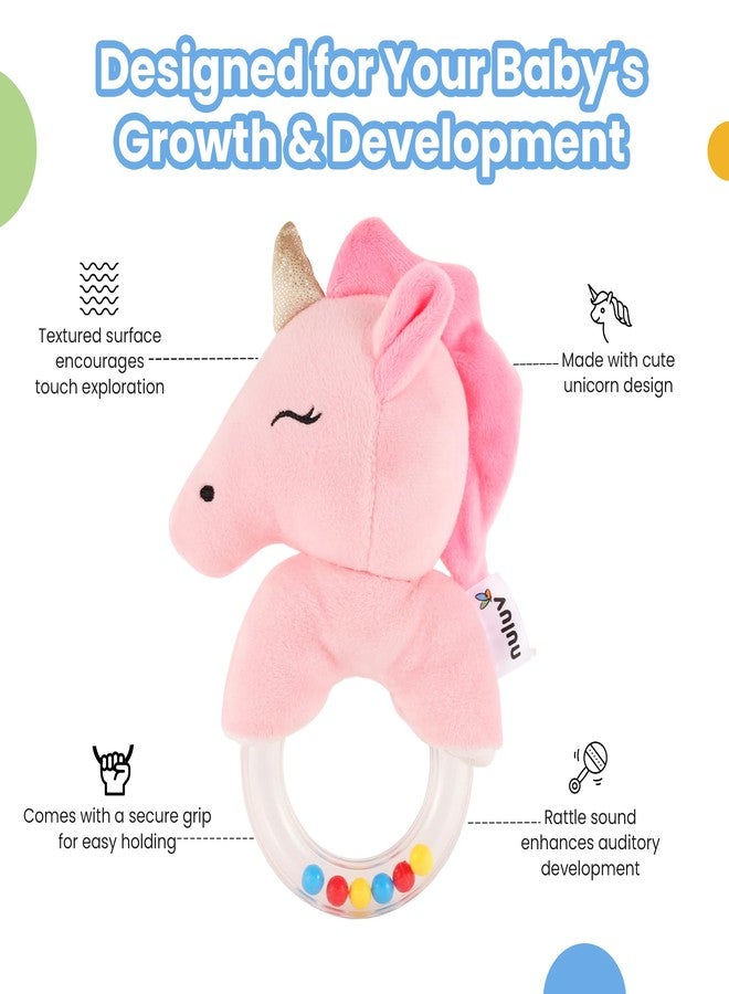 Nuluv Unicorn Ring Rattle Toy, Soft Toy with Rattle Sound, Ring Rattle for Babies and Infants, Develops Sight, Sound and Motor Skills, Lightweight and Portable, Non-Toxic, for Babies 3+ Months - Image 2