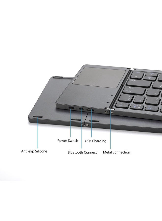 Yegni Foldable Wireless Bluetooth Keyboard Universal for Tablets and Phones Ultra-thin Portable Foldable Wireless Bluetooth Mouse Touch Keyboard - Image 5